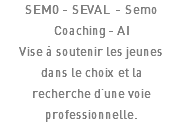 SEMO - SEVAL - Semo Coaching - AI Vise à soutenir les jeunes dans le choix et la recherche d'une voie professionnelle.