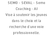 SEMO - SEVAL - Semo Coaching - AI Vise à soutenir les jeunes dans le choix et la recherche d'une voie professionnelle.